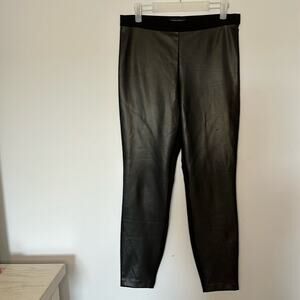 Banana Republic Faux Leather Pants Womens Size 6 Mixed Media Leggings Black